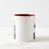 Pfeil | Rot-Pfeil-Brände von der Dachdecke Zweifarbige Tasse (Mittel)