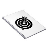 Pfeil traf einen runden Zielcomputer & Journals Notizblock (Rechte Seite)