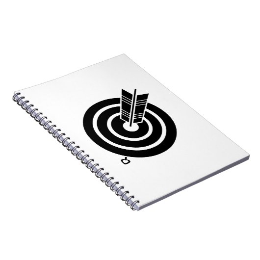 Pfeil traf einen runden Zielcomputer & Journals Notizblock (Rechte Seite)