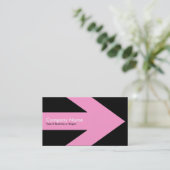 Pfeil v3 (Rosa) - Schwarzes Visitenkarte (Stehend Vorderseite)