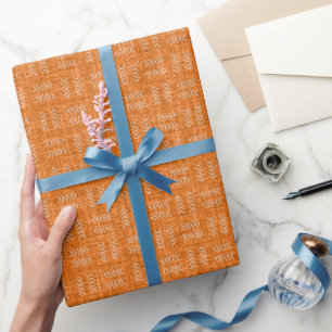 Pfeile auf leuchtend orangefarbenem Leinen Geschenkpapier
