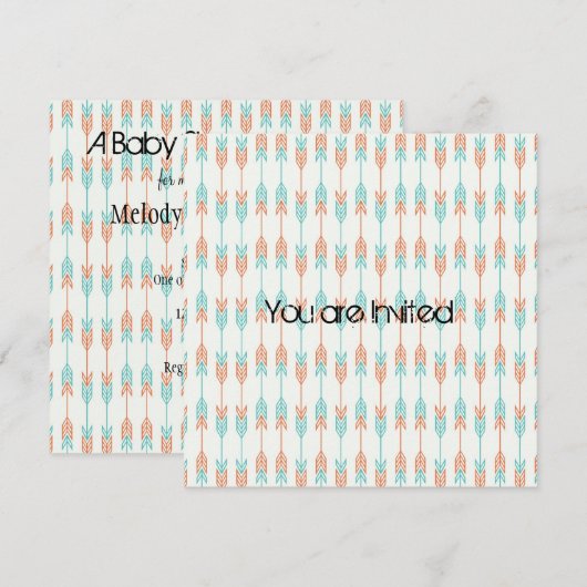 Pfeile Babydusche Einladung (Vorne/Hinten)