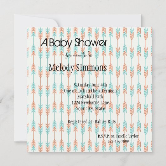 Pfeile Babydusche Einladung (Rückseite)