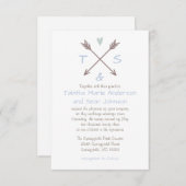 Pfeile blaues Herz - 3x5 Einladung zur Hochzeit (Vorne/Hinten)