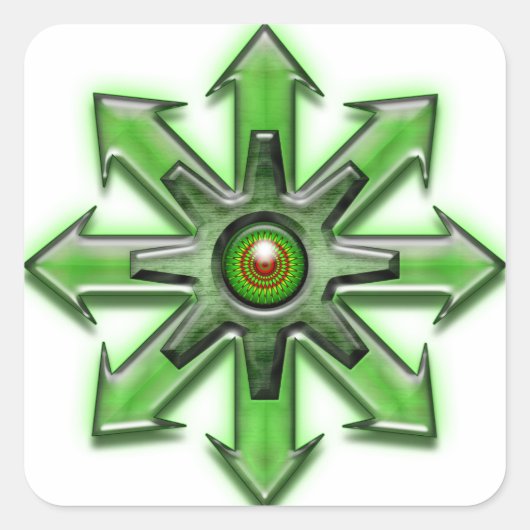Pfeile des Chaos - Grün Quadratischer Aufkleber (Vorderseite)
