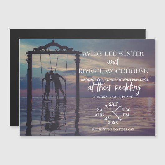 Pfeile Foto-Karte Einladung Hochzeitsfeier (Vorne/Hinten)