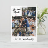 Pfeile Herz Foto Collage Liebe & Dank Hochzeit Dankeskarte (Stehend Vorderseite)