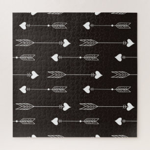 Pfeile, Herzen, abstraktes Vintage-Muster. Puzzle