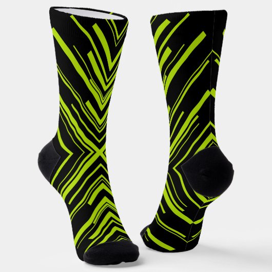 Pfeile in Kalkgrün und Schwarz Socken (Gewinkelt)
