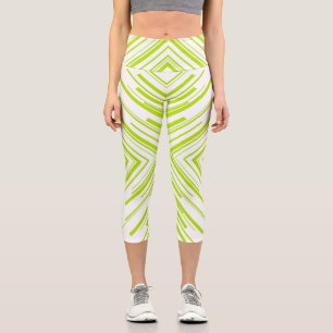 Pfeile in Kalkgrün und Weiß Capri Leggings