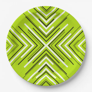 Pfeile in Lime Green, Black und White Pappteller