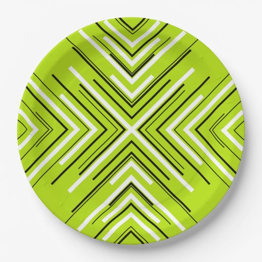 Pfeile in Lime Green, Black und White Pappteller (Vorderseite)