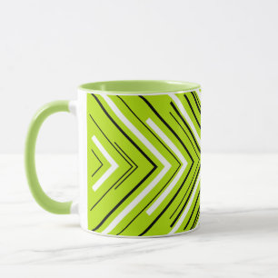 Pfeile in Lime Green, Black und White Tasse