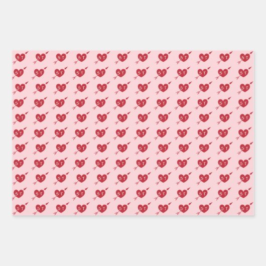 Pfeile Initials Personalisiert Valentine Geschenkpapier Set (Vorderseite 2)
