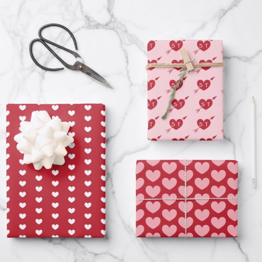Pfeile Initials Personalisiert Valentine Geschenkpapier Set (Vorderseite)