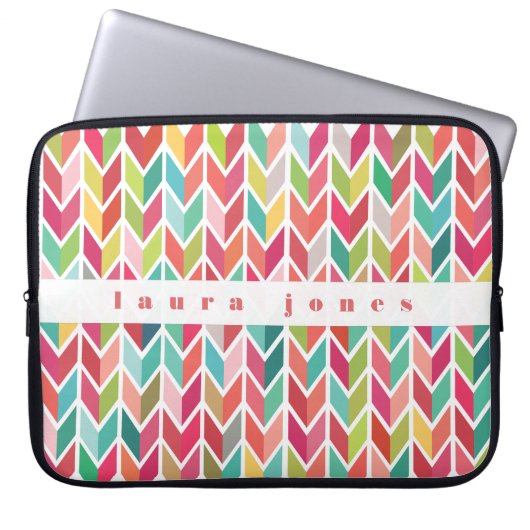 Pfeile Muster farbiger Cutom Personalisierter Name Laptopschutzhülle (Vorderseite)