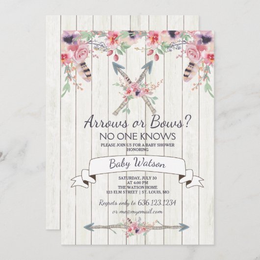 Pfeile oder Bogen Niemand kennt Kinderdusche Einladung (Vorne/Hinten)