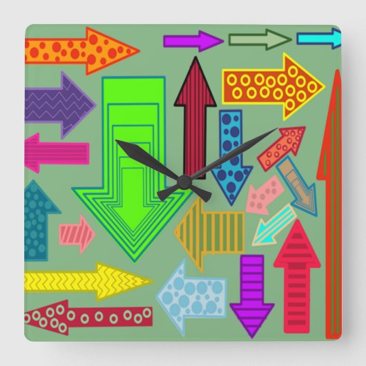 Pfeile Quadratische Wanduhr (Vorderseite)