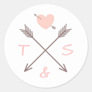 Pfeile Rosa Herz - Kreissaufkleber Runder Aufkleber