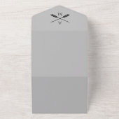 Pfeile und Monogramme Hochzeiten | Grau All In One Einladung (Außenbereich)