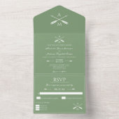 Pfeile und Monogramme Hochzeiten | Moss Green All In One Einladung (Innen Boden)