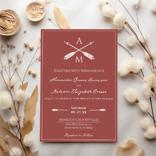 Pfeile und Monogramme Hochzeiten   Terracotta Einladung