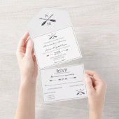 Pfeile und Monogramme Hochzeiten | Weiß All In One Einladung (Abreißen)