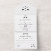 Pfeile und Monogramme Hochzeiten | Weiß All In One Einladung (Innen Boden)