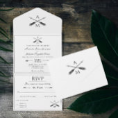 Pfeile und Monogramme Hochzeiten | Weiß All In One Einladung