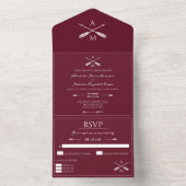 Pfeile und Monogramme Hochzeiten | Wine Red All In One Einladung (Innen Boden)