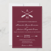 Pfeile und Monogramme Hochzeiten | Wine Red Einladung (Vorderseite)