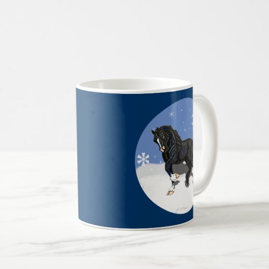 Pfeiler-PonyStallion Trottensschwarzer Waliser Kaffeetasse (VorderseiteRechts)