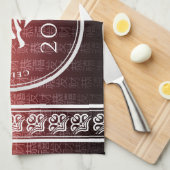 Pferd 馬 Red Gold Chinesisches Zodiac Lunar Symbol Geschirrtuch (Viertel Falte)