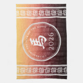 Pferd 馬 Red Gold Chinesisches Zodiac Lunar Symbol Geschirrtuch (Vertikal)