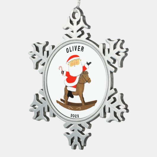 Pferd 2025 Sammelgut Schneeflocken Zinn-Ornament (Rechts)