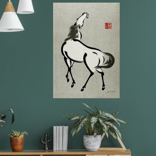 Pferd 2 Urushibara Mokuchu Vintage Japanische Kuns Poster (Wohnzimmer 1)