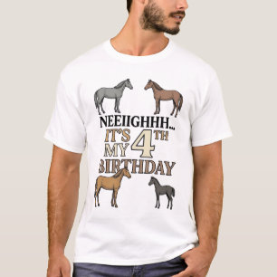 Pferd 4. Geburtstag Vintage Gravur Kinderparty De T-Shirt