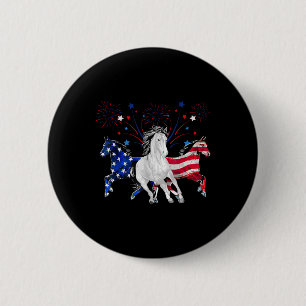 Pferd 4. Juli Patriotische amerikanische Flagge  Button