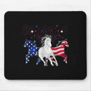 Pferd 4. Juli Patriotische amerikanische Flagge Mousepad