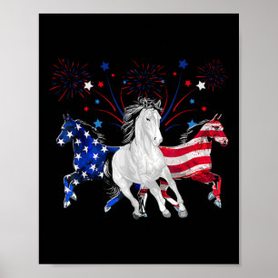 Pferd 4. Juli Patriotische amerikanische Flagge Poster