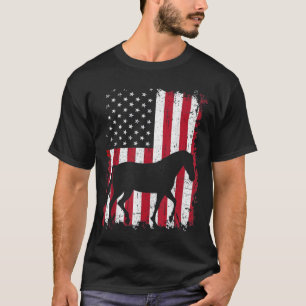 Pferd 4. Juli Shirt American USA Flag