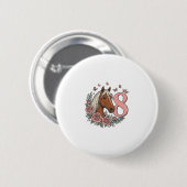 Pferd 8. Geburtstag Florales Vintage-Gravurdesign Button (Vorne & Hinten)