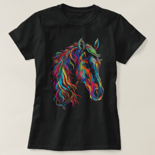 Pferd Abstrakt Kunst Tier Bunt Grafik Motiv T-Shirt