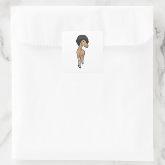 Pferd Afro Quadratischer Aufkleber (Tasche)