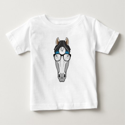 Pferd als Arzt mit Brille Baby T-shirt (Vorderseite)