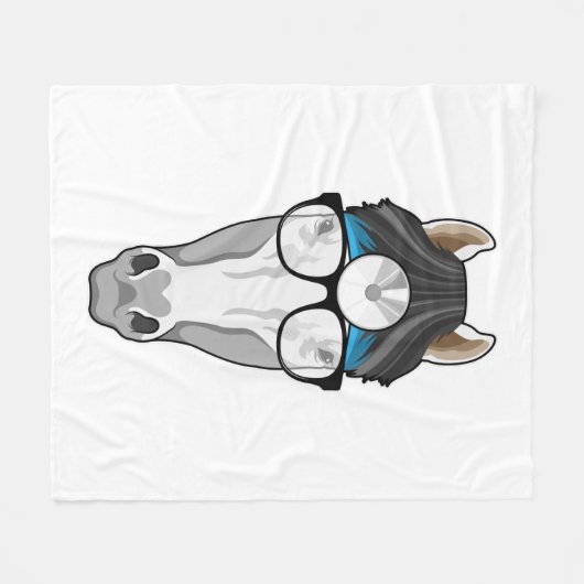Pferd als Arzt mit Brille Fleecedecke (Vorderseite (Horizontal))