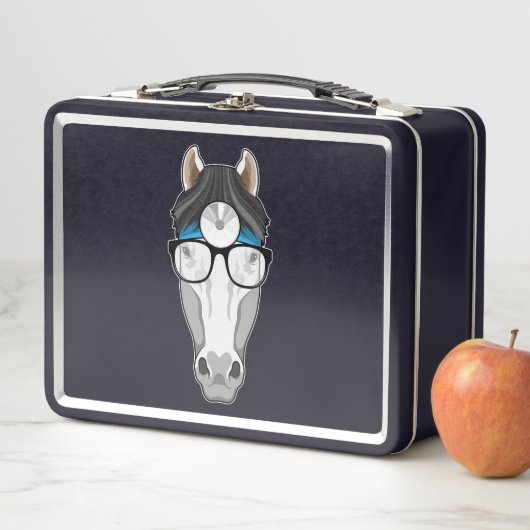 Pferd als Arzt mit Brille Metall Brotdose (Beispiel)