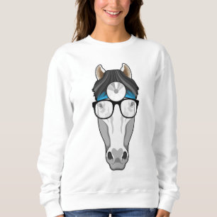 Pferd als Arzt mit Brille Sweatshirt