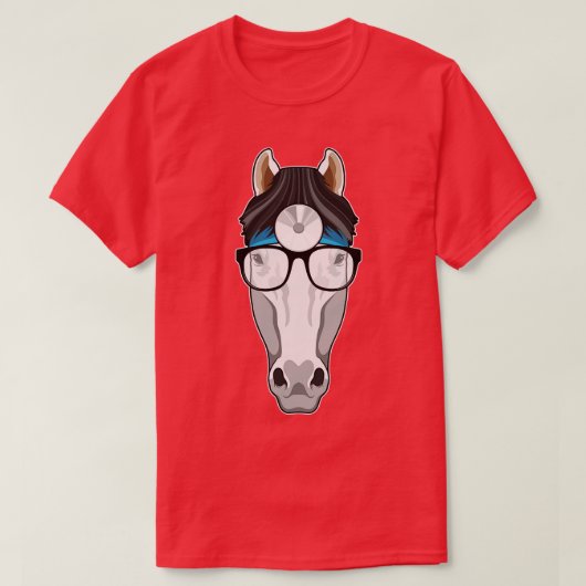 Pferd als Arzt mit Brille T-Shirt (Design vorne)
