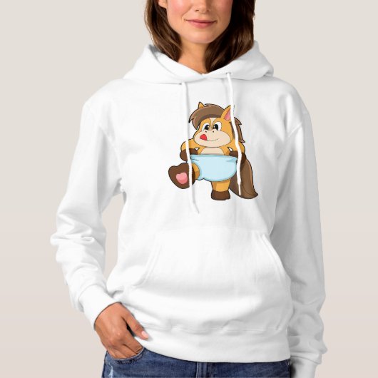 Pferd als Baby mit Windeln Hoodie (Vorderseite)